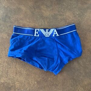 Men’s Emporio Armani blue trunks, size small